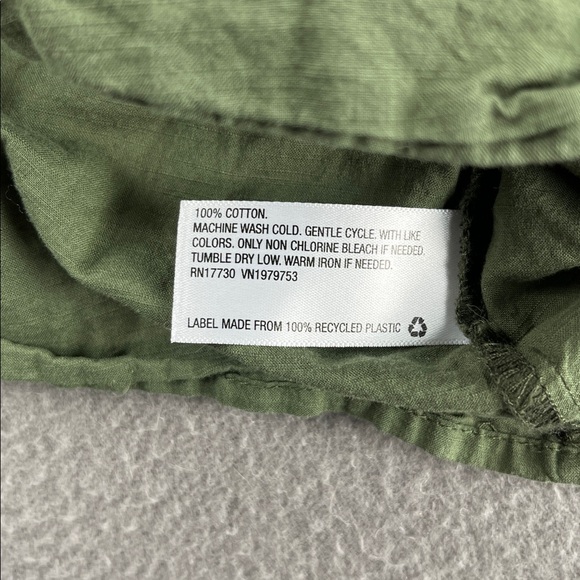 Olive Green Cotton Peasant Blouse Boho Cottagecore Top Women’s Large Minimalist - Picture 7 of 12